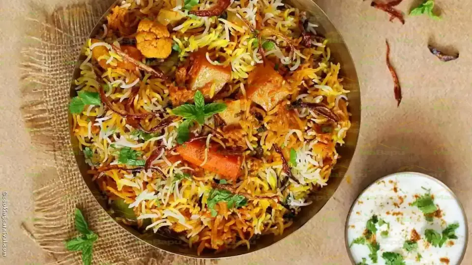 Authentic Hyderabadi Veg Dum Biryani | Royal Layered Basmati with Saffron & Mint